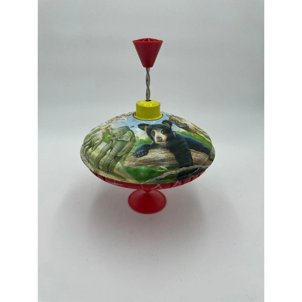 Vintage Animal Tin Metal Standing Spinning Top Toy  Retro Decor Collectible‎